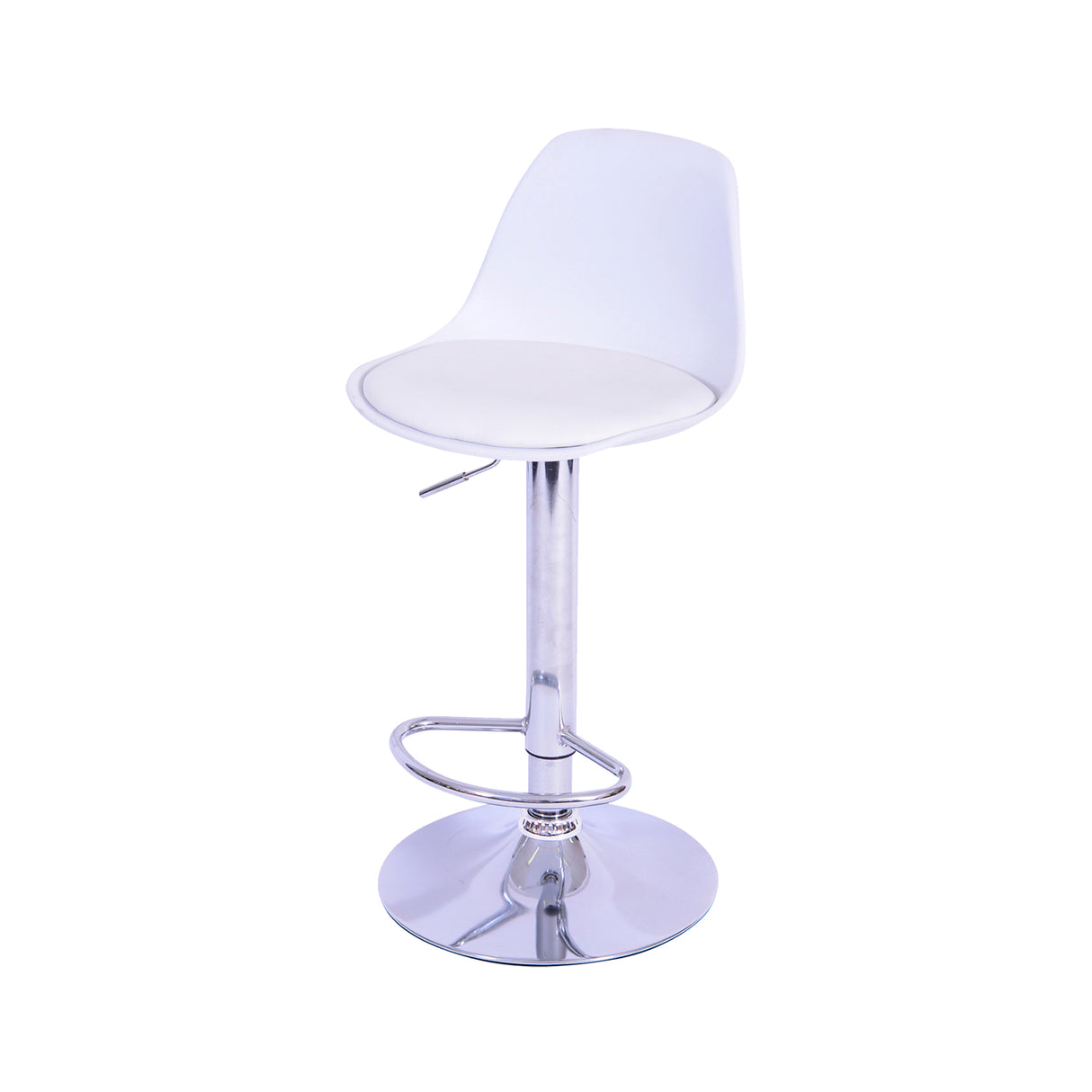 Set x 3 Sillas de Bar July Blanca Eco Cuero Cromado Ajustable en Altura - SILLAS Y BUTACOS | Bylmo