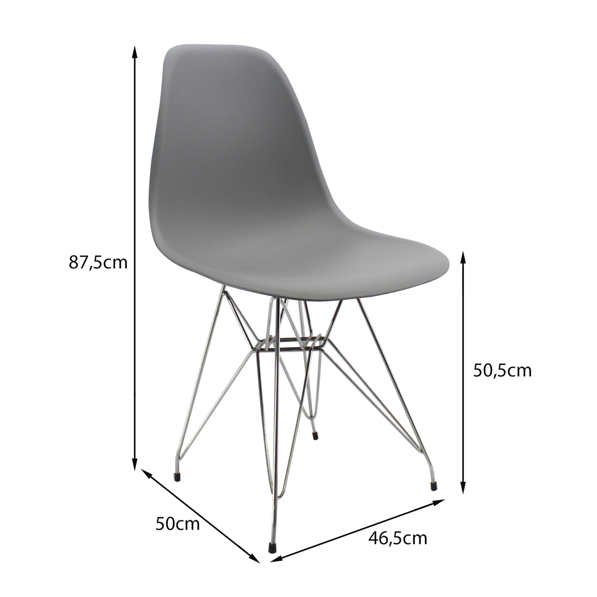 Silla de Comedor DKR Eames Gris 62x44 cm Polipropileno Diseño Moderno - SILLAS Y BUTACOS | Bylmo