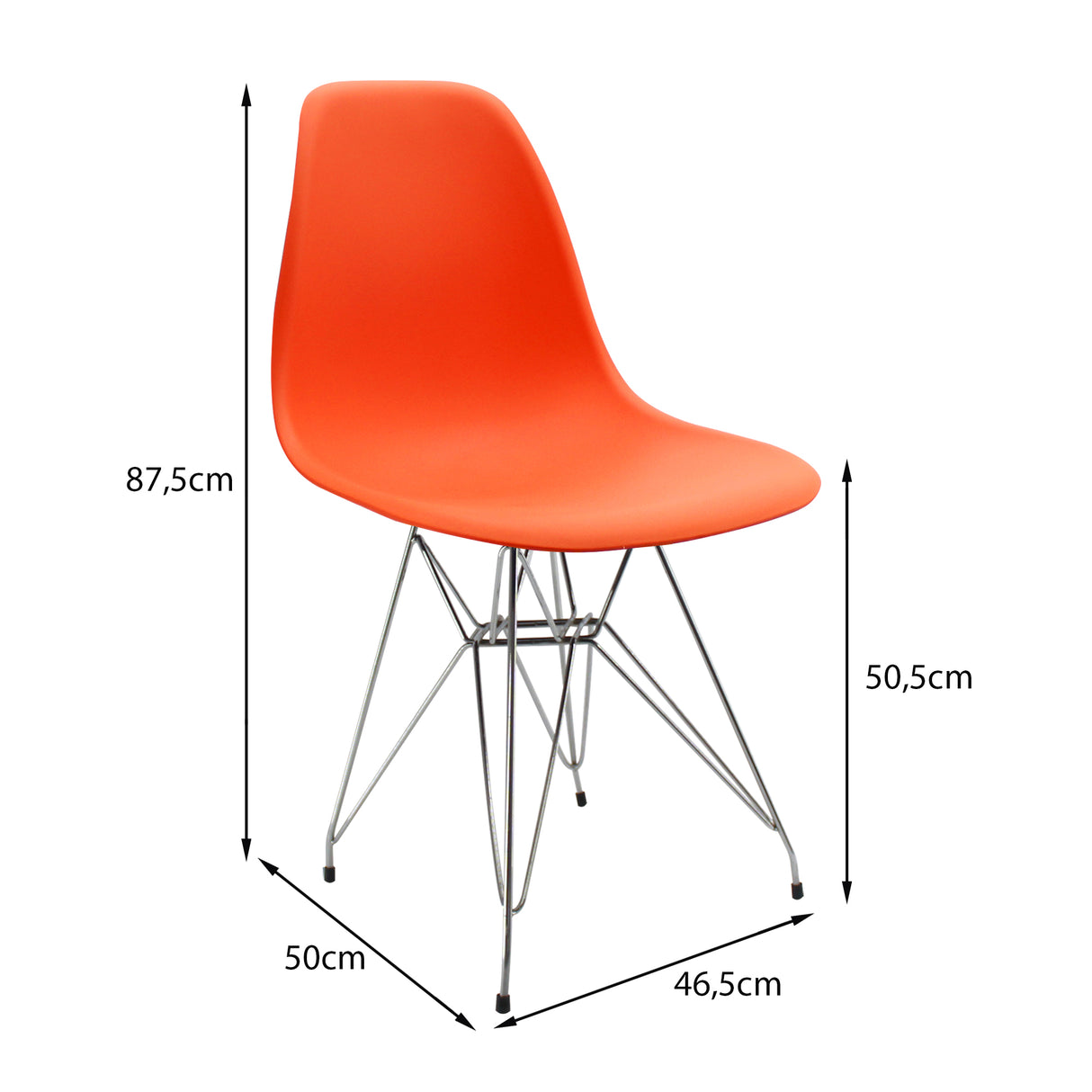 Silla de Comedor DKR Eames Naranja 62x44 cm Polipropileno Diseño Moderno - SILLAS Y BUTACOS | Bylmo