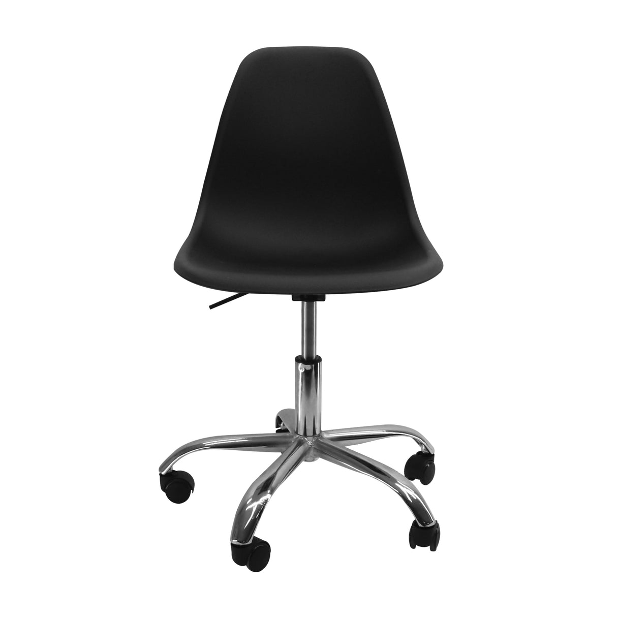 Silla de Comedor DKR Eames Ruedas Negra Polipropileno 45x90cm Moderna - Sillas y Butacos | Bylmo