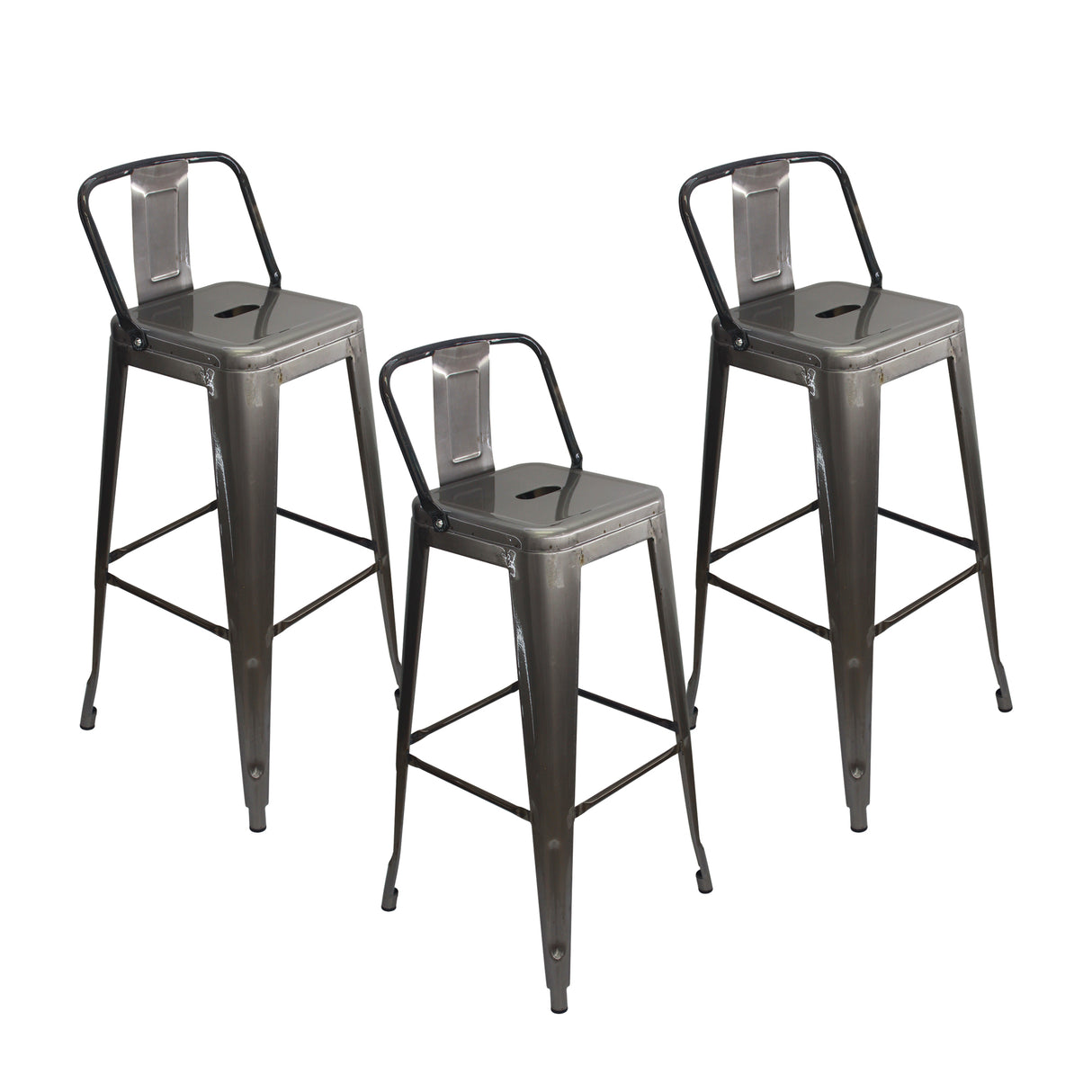Set x 3 Sillas de Bar Titan Tolix Rústicas 41.5x78 cm Metal - Sillas y Butacos | Bylmo