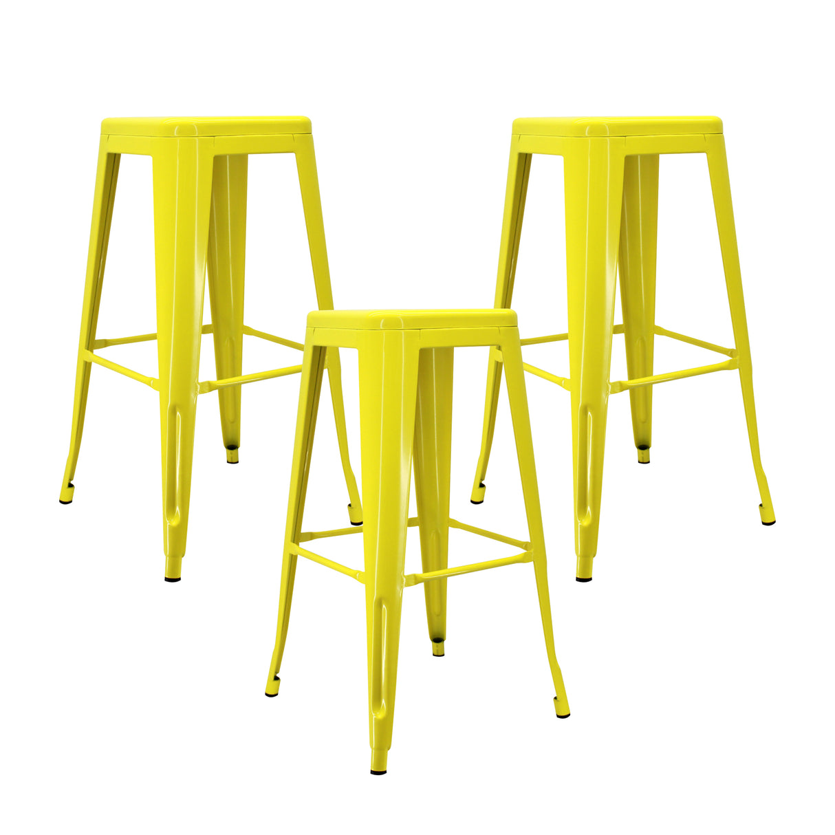 Set x 3 Sillas de Bar Titan Tolix Amarillo 41.5x78cm Sin Espaldar - Sillas y Butacos | Bylmo