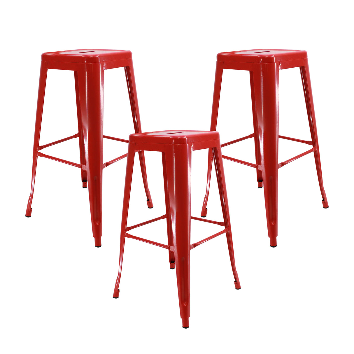 Set x 3 Sillas de Bar Titan Tolix Rojo Moderno 41.5x78cm Sin Espaldar - Sillas y Butacos | Bylmo