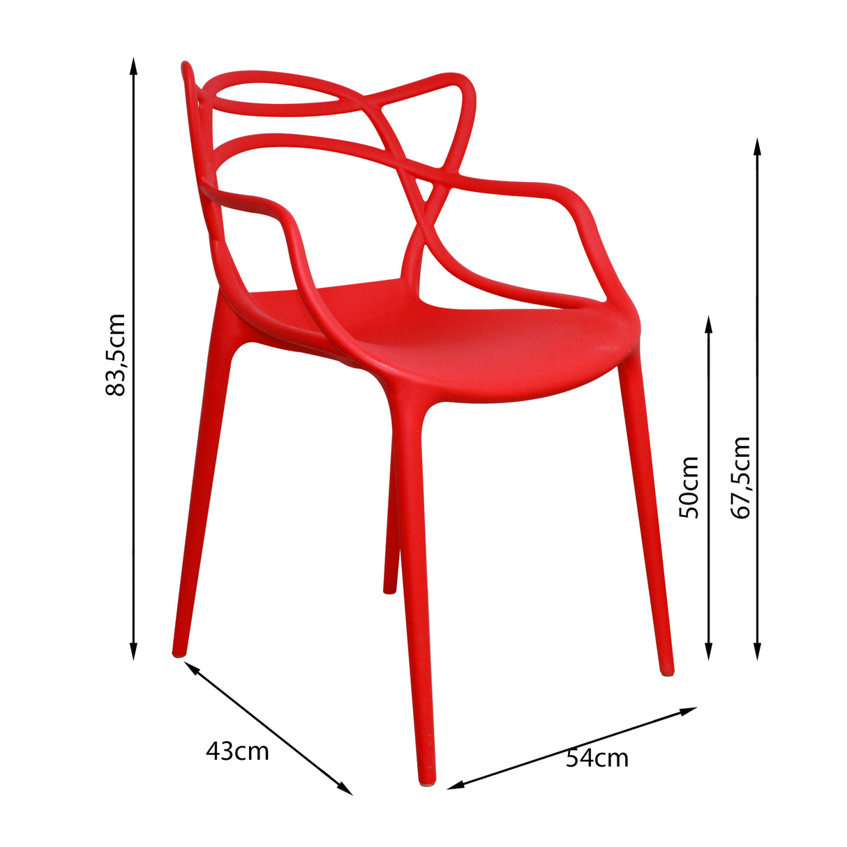 Kit x 2 Sillas para Exteriores Solna 54 cm Rojo Europeo con Apoya Brazos - Sillas de Exterior | Bylmo