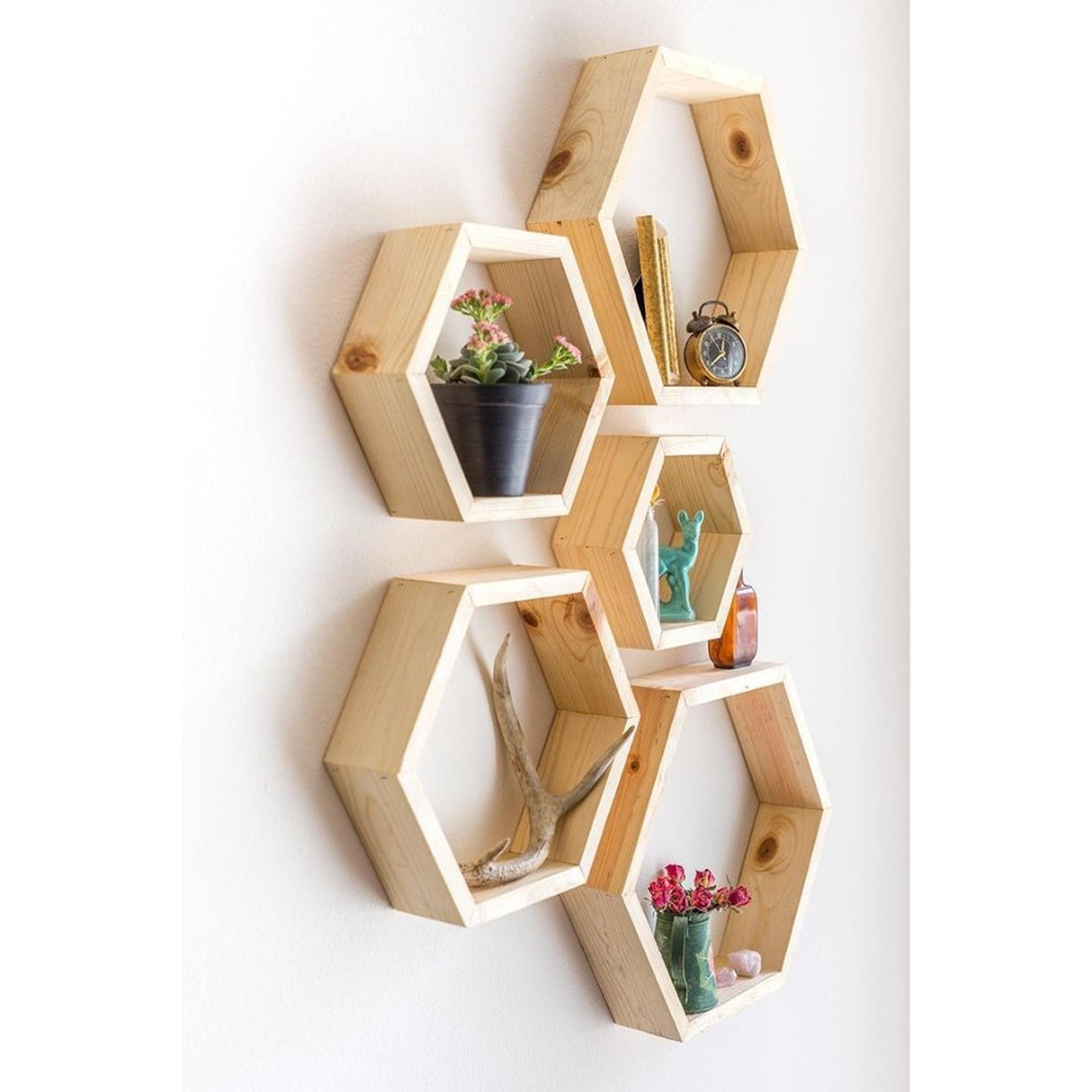 Set de 5 Repisas Hexpisas Mod. Moderno 35x35x7cm Café - Repisas y Percheros | Bylmo
