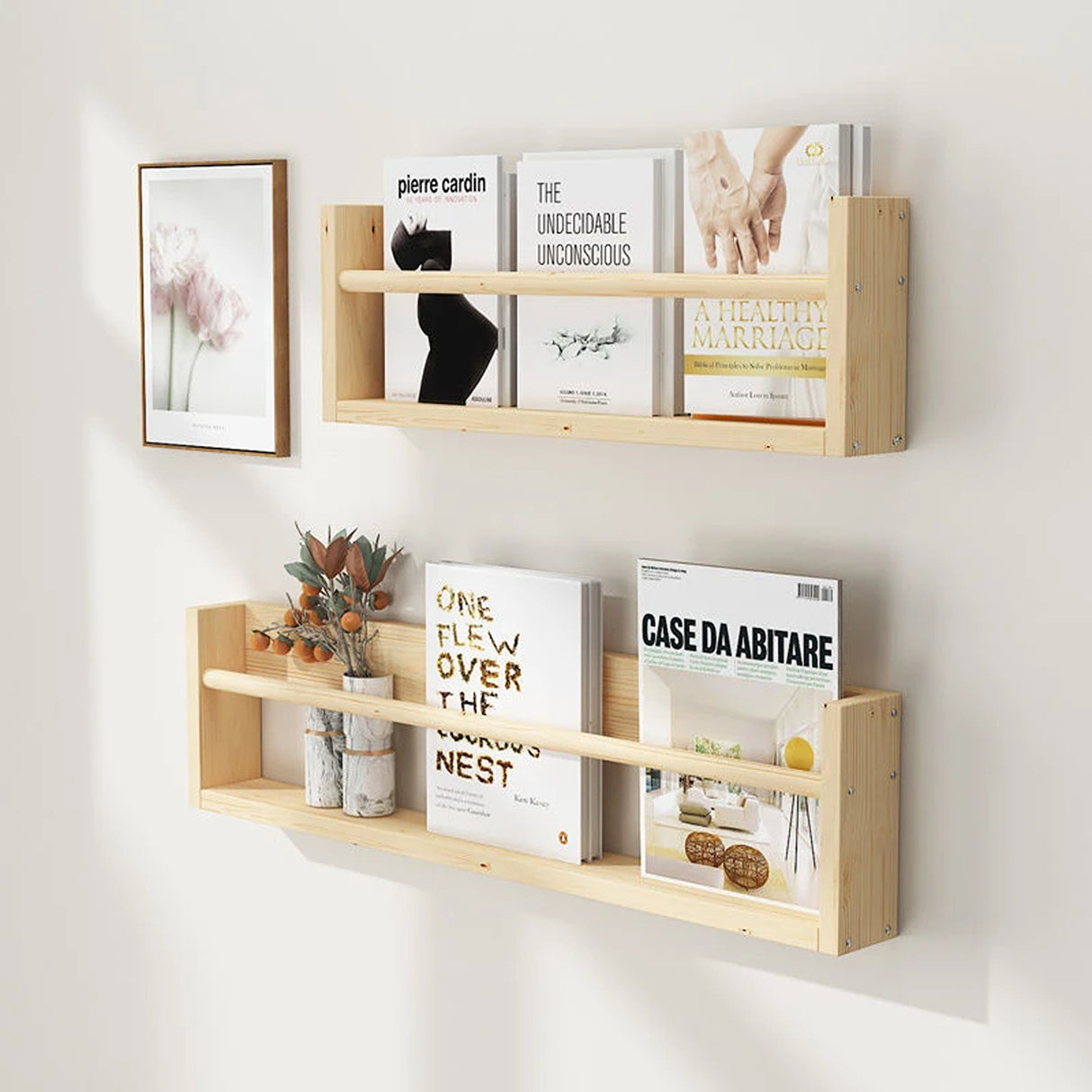 Set de 2 Repisas Ozli Modernas de Madera Pino Café 40x20cm con 1 Entrepaño - Repisas y Percheros | Bylmo