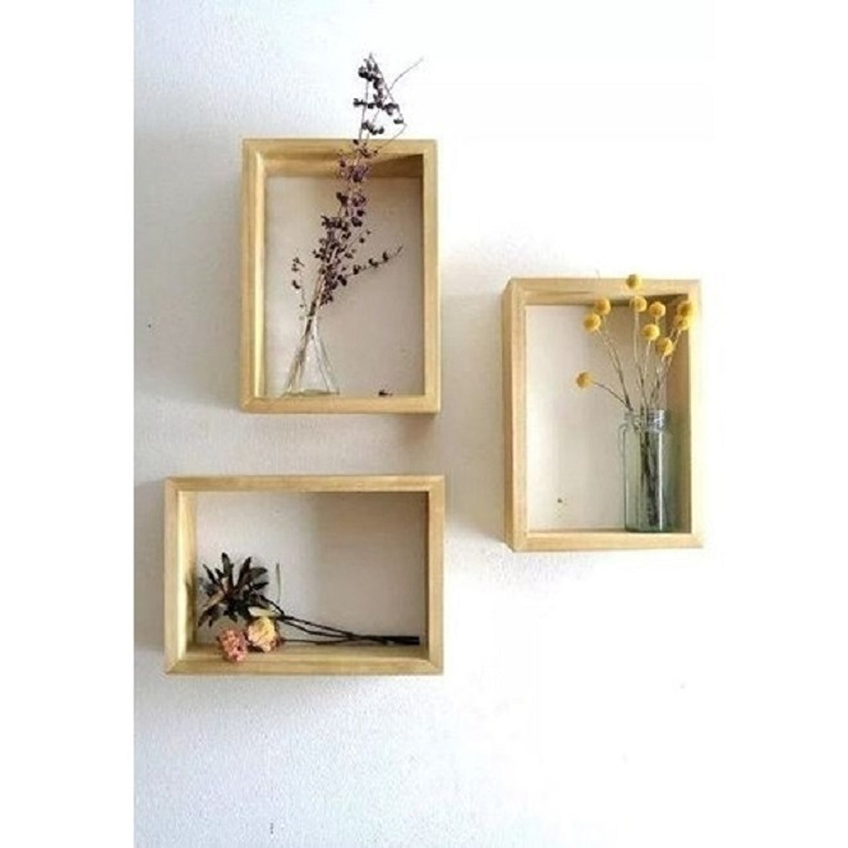 Set de 3 Repisas House Cube 30x15 cm Café Flotante - Repisas y Percheros | Bylmo