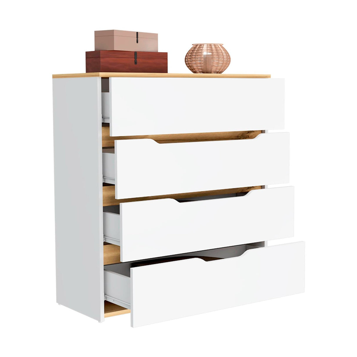 Cómoda Bi Color Blanco 80x89.1cm con 4 Cajones - Cajoneras y Comodas | Bylmo