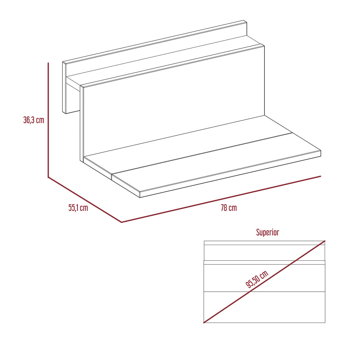Escritorio de Terraza Office 78x55.1cm Duna Flotante - Escritorios | Bylmo