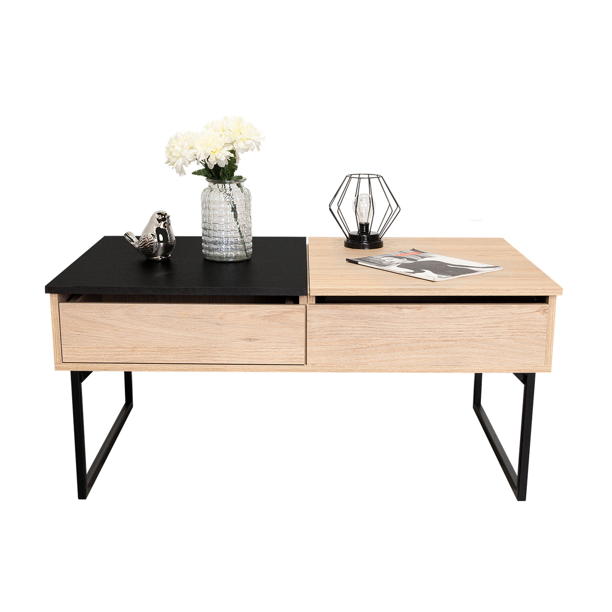 Mesa de Centro Extensible Funcentral Rovere Wengue 101.5x45.7cm con Un Cajón - Mesas de Centro | Bylmo