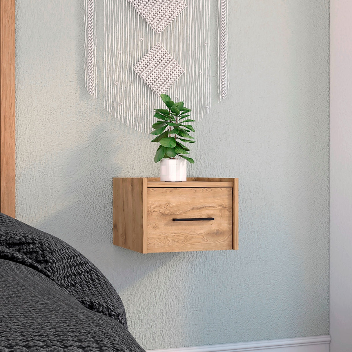 Mesa de Noche Boa 35x25cm Macadamia con Un Cajón - Mesas de Noche | Bylmo