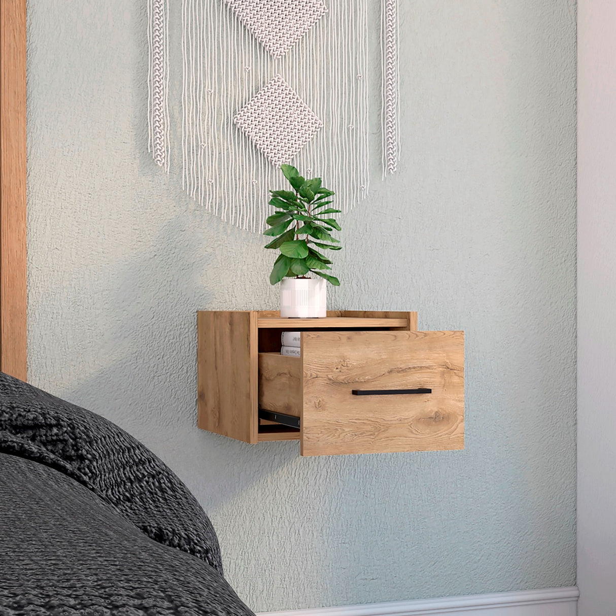 Mesa de Noche Boa 35x25cm Macadamia con Un Cajón - Mesas de Noche | Bylmo