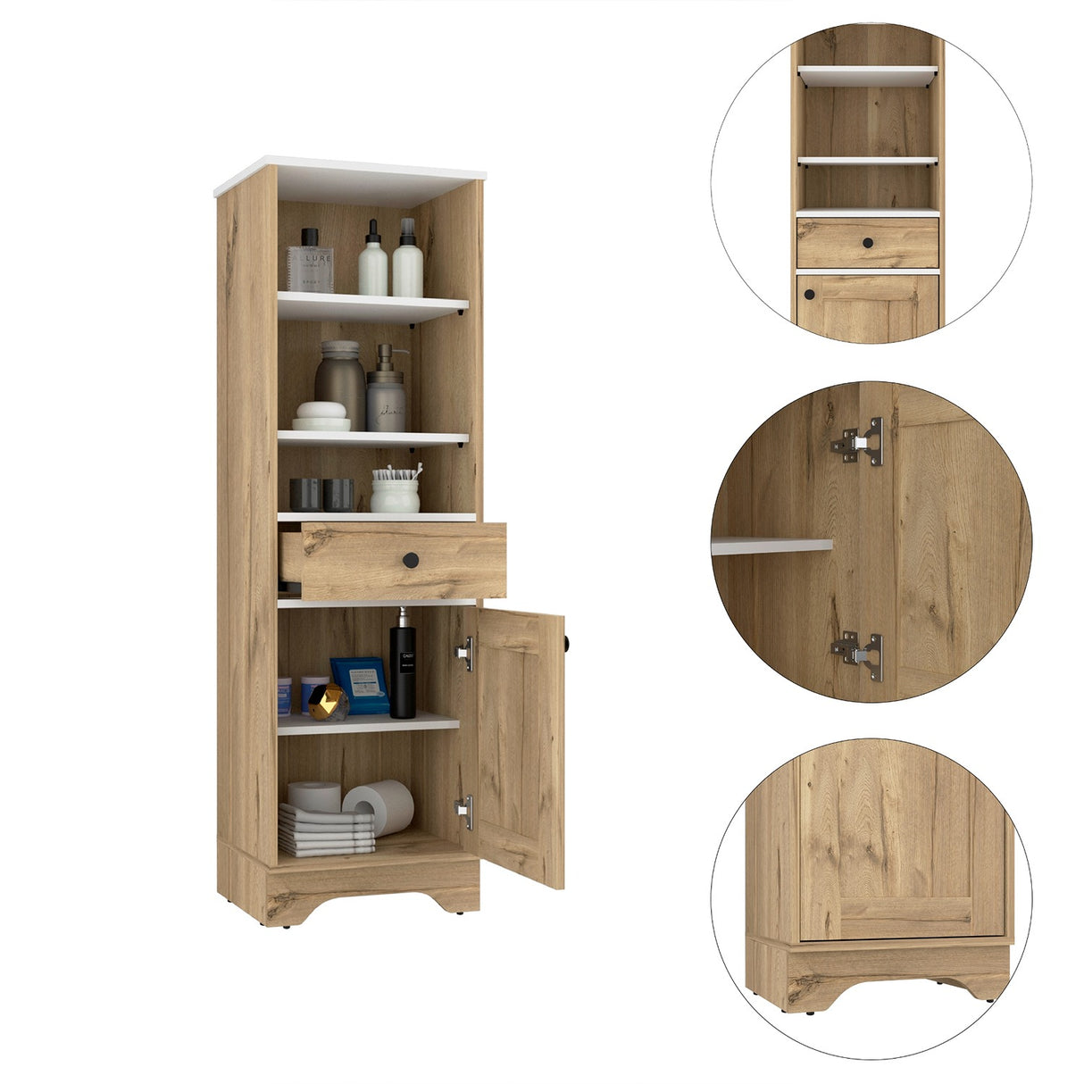 Mueble para Baño Bi Color Duna 44x141.6cm con 1 Cajón y 5 Entrepaños - Muebles para Baño | Bylmo