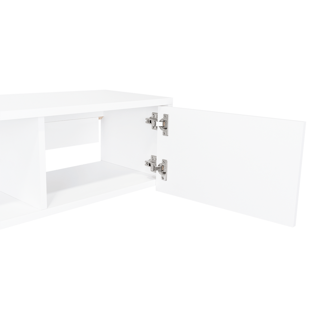 Repisa para TV Glen 125.1x26.8cm Blanco Flotante con Dos Cajones - Muebles de TV | Bylmo