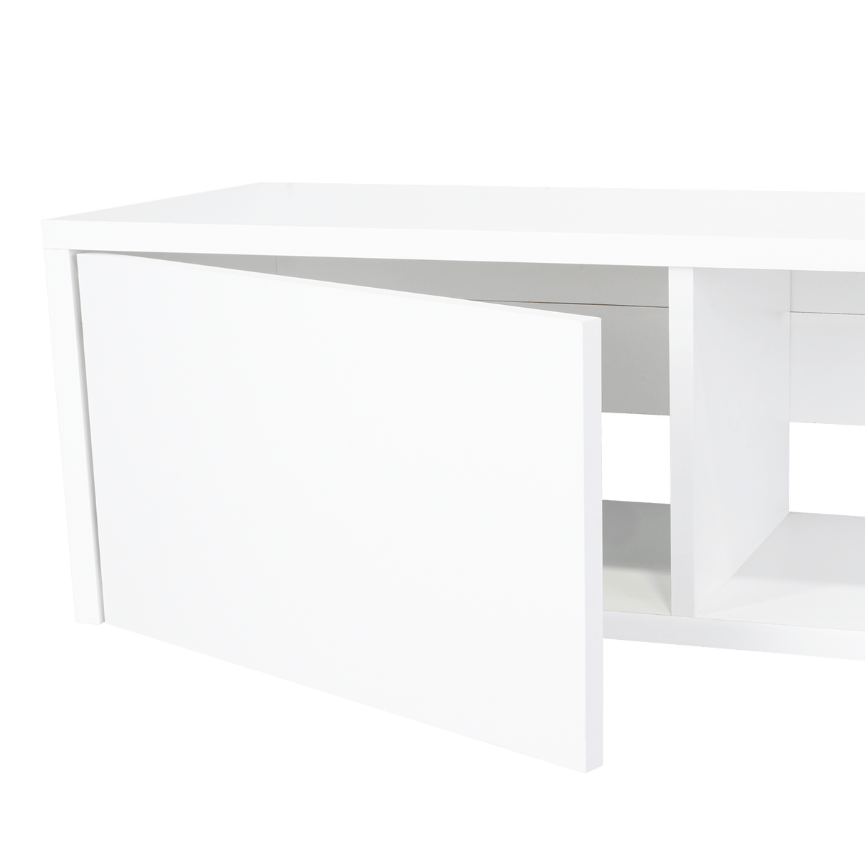 Repisa para TV Glen 125.1x26.8cm Blanco Flotante con Dos Cajones - Muebles de TV | Bylmo
