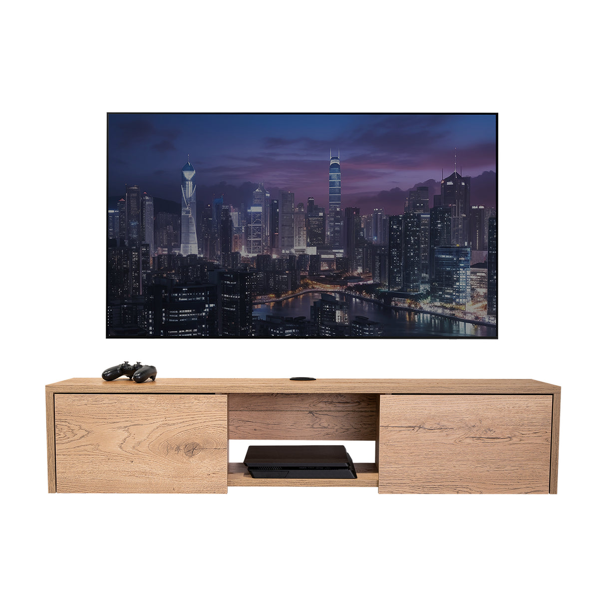 Repisa para TV Glen 125.1x26.8cm Macadamia Flotante para TV Más de 85 pulgadas - Muebles de TV | Bylmo