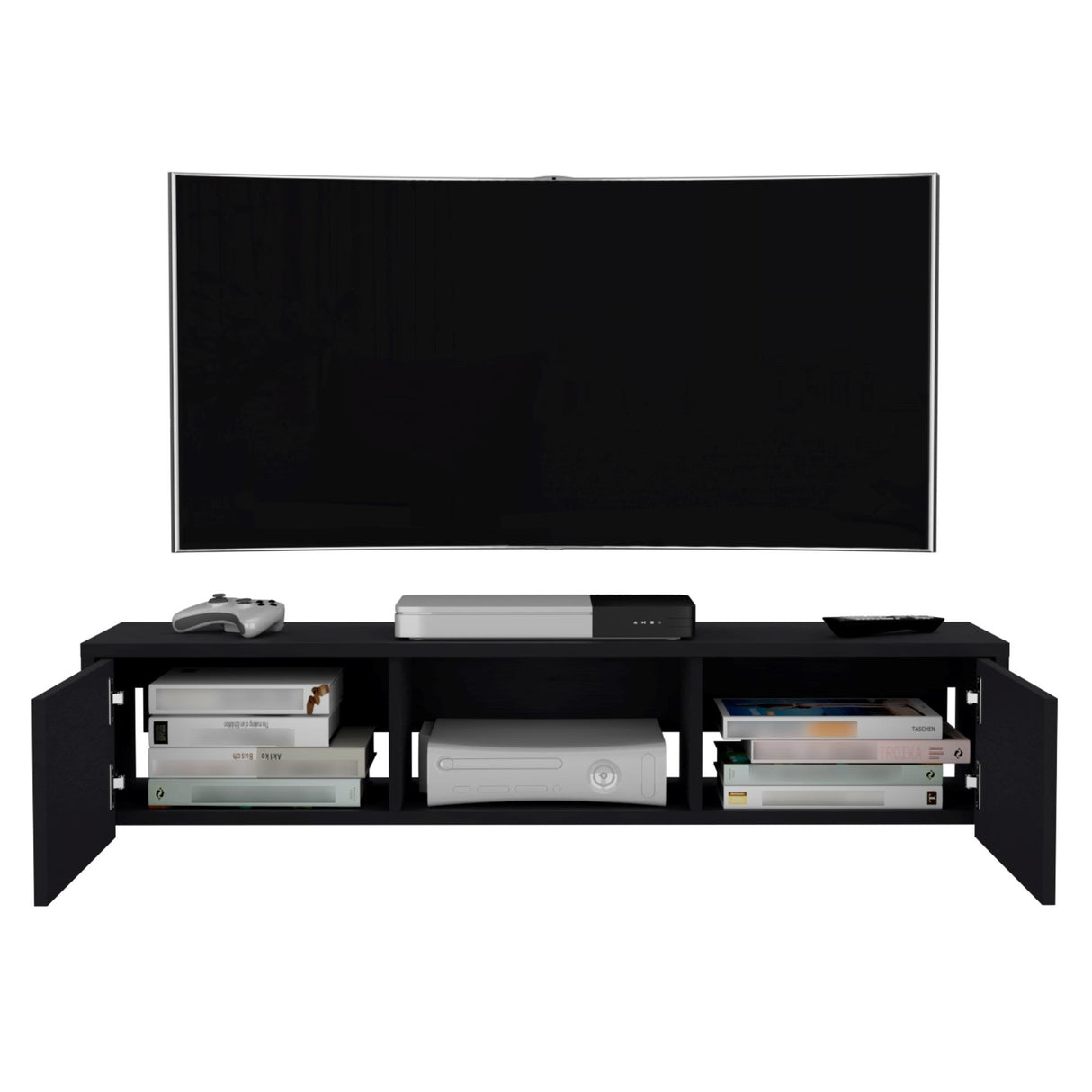 Repisa para TV Glen 125.1x26.8cm Wengue Flotante para TV Más de 85 pulgadas - MUEBLES DE TV | Bylmo