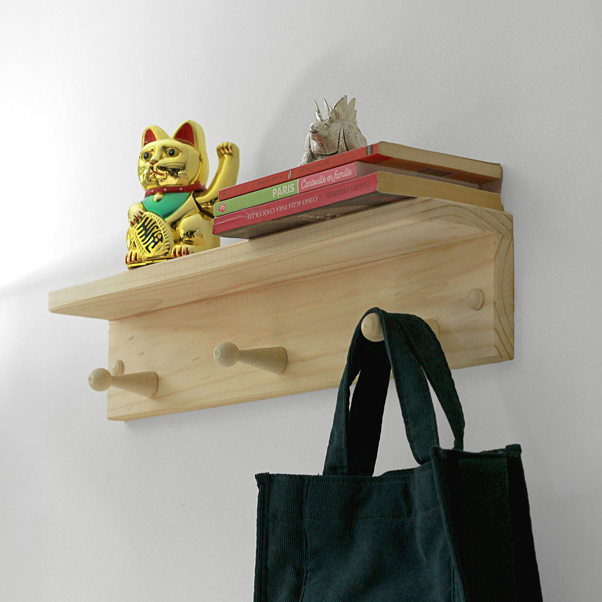 Repisa Perchero Rectangular Rústico Organiza y decora tu espacio 50 cm - Repisas y Percheros | Bylmo