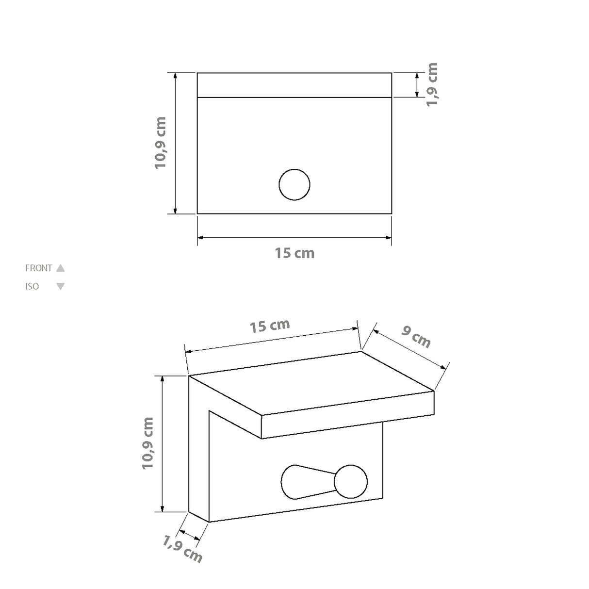 Repisa Perchero Rectangular en Madera natural rústica 15 cm - Repisas y Percheros | Bylmo