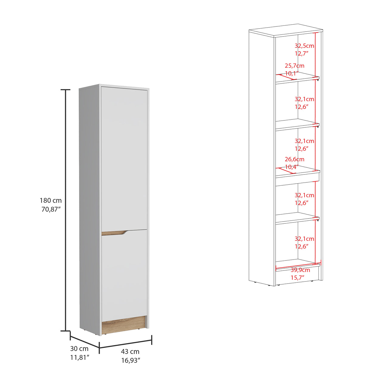Alacena Soler Blanco 43x180cm 2 Puertas - Alacenas y Muebles Microondas | Bylmo