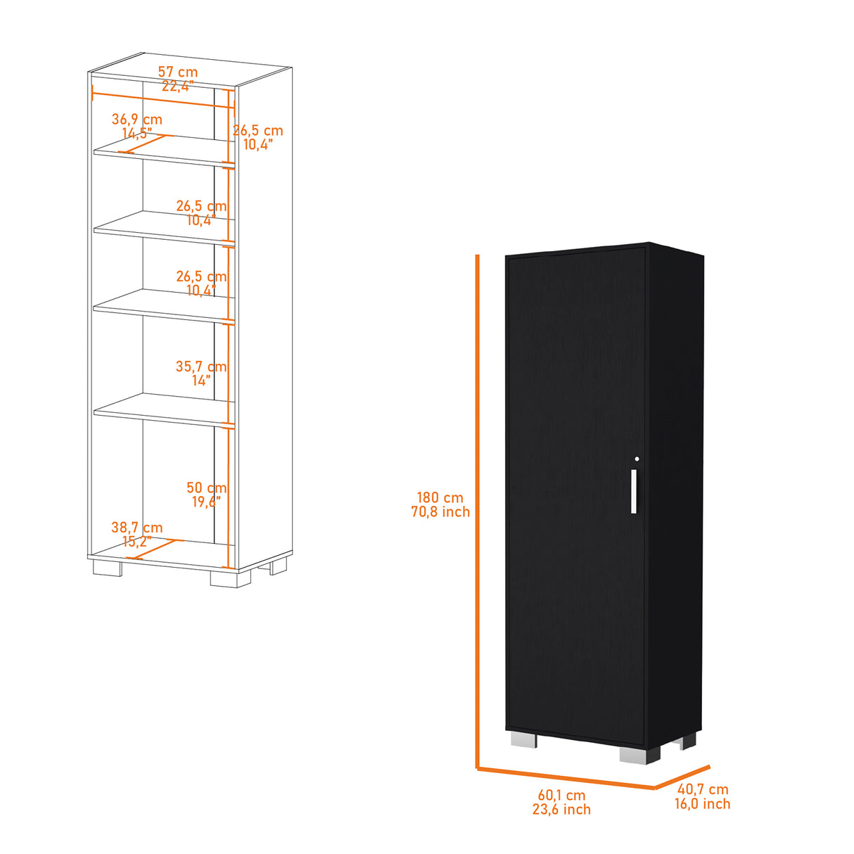 Alacena Basic Wengue 60x180cm 1 Puerta - Alacenas y Muebles Microondas | Bylmo