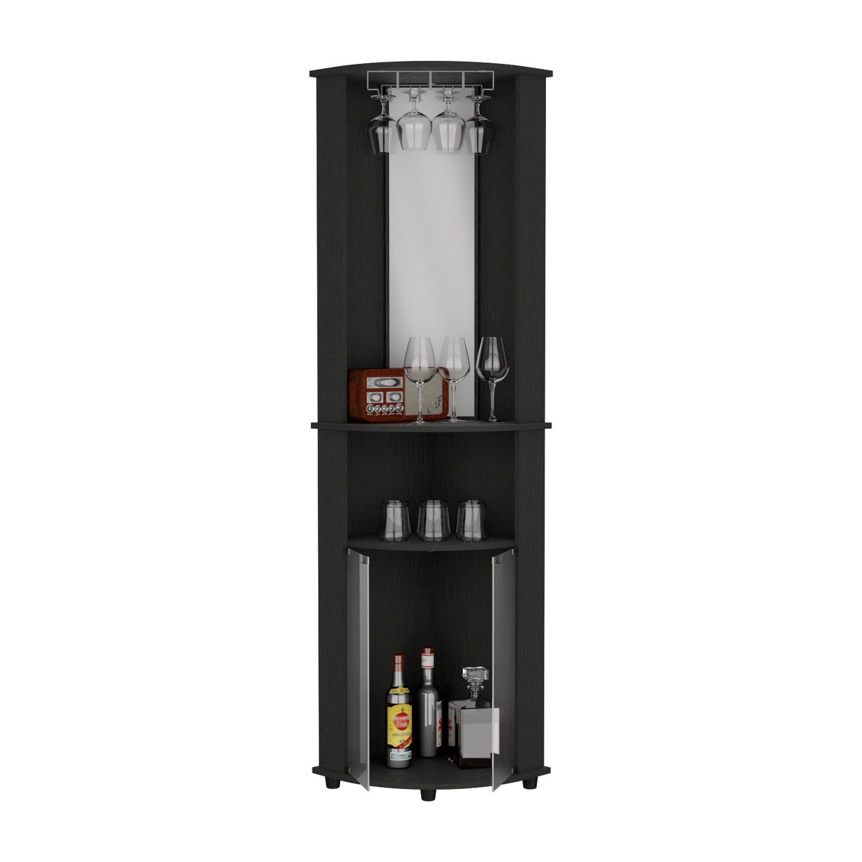 Bar Esquinero Chicago Wengue 45x189.9cm Con Colgador de Copas - Bares | Bylmo