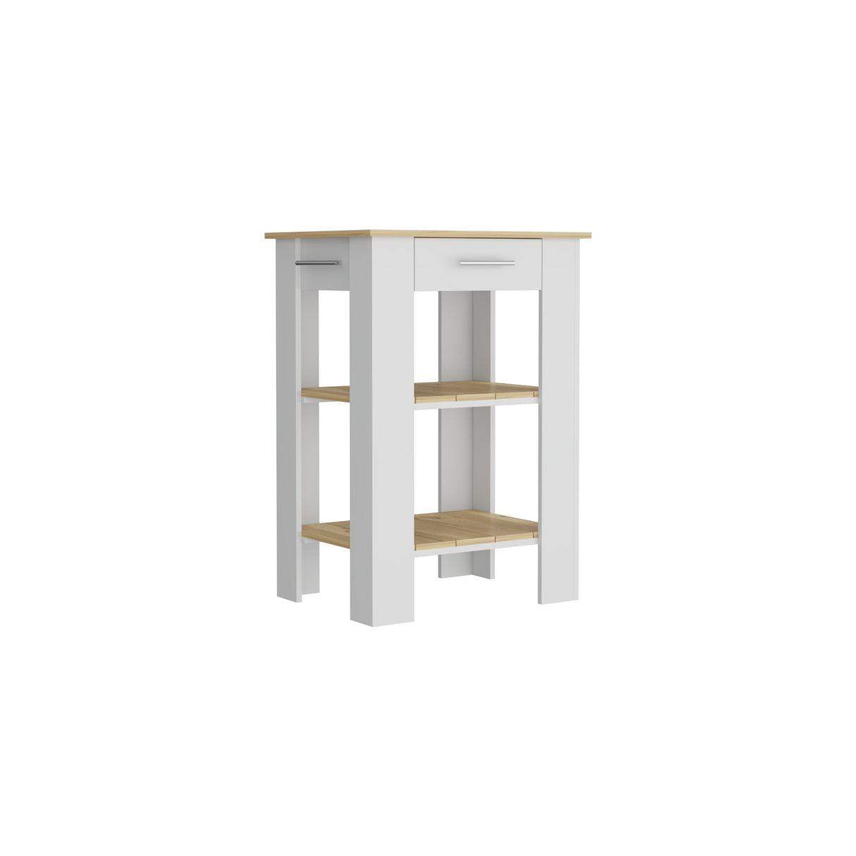 Isla de Cocina Cala 65x93.4cm Blanco con Entrepaños - Barras y Muebles Auxiliares | Bylmo
