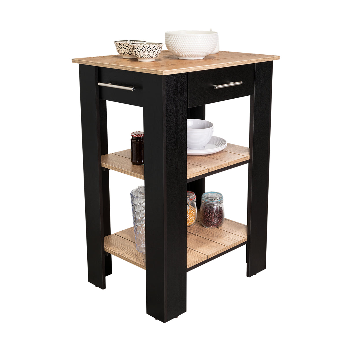 Isla de Cocina Cala 65x93.4 Wengue con Un Cajón - Barras y Muebles Auxiliares | Bylmo