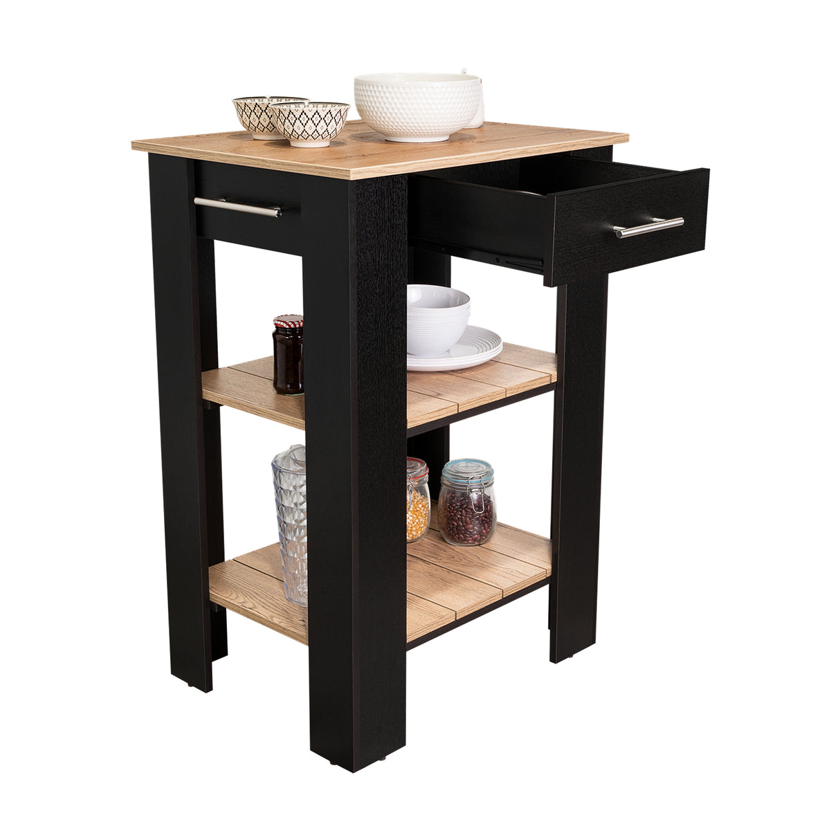 Isla de Cocina Cala 65x93.4 Wengue con Un Cajón - Barras y Muebles Auxiliares | Bylmo