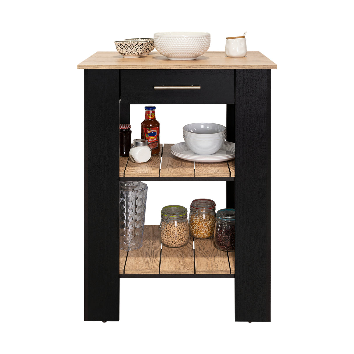 Isla de Cocina Cala 65x93.4 Wengue con Un Cajón - Barras y Muebles Auxiliares | Bylmo