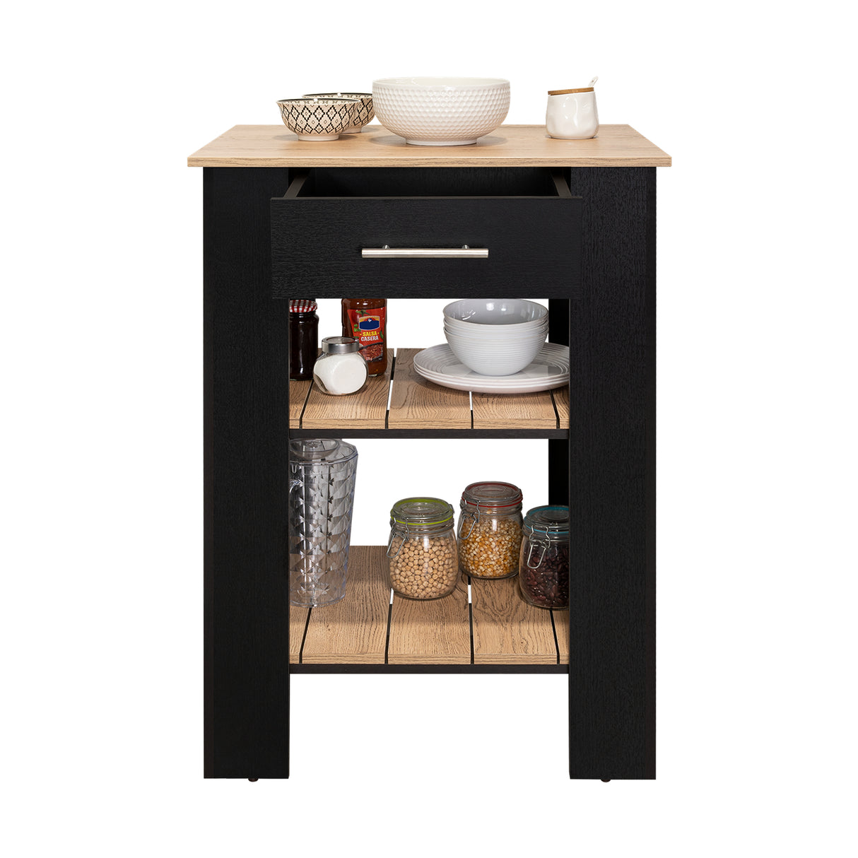 Isla de Cocina Cala 65x93.4 Wengue con Un Cajón - Barras y Muebles Auxiliares | Bylmo
