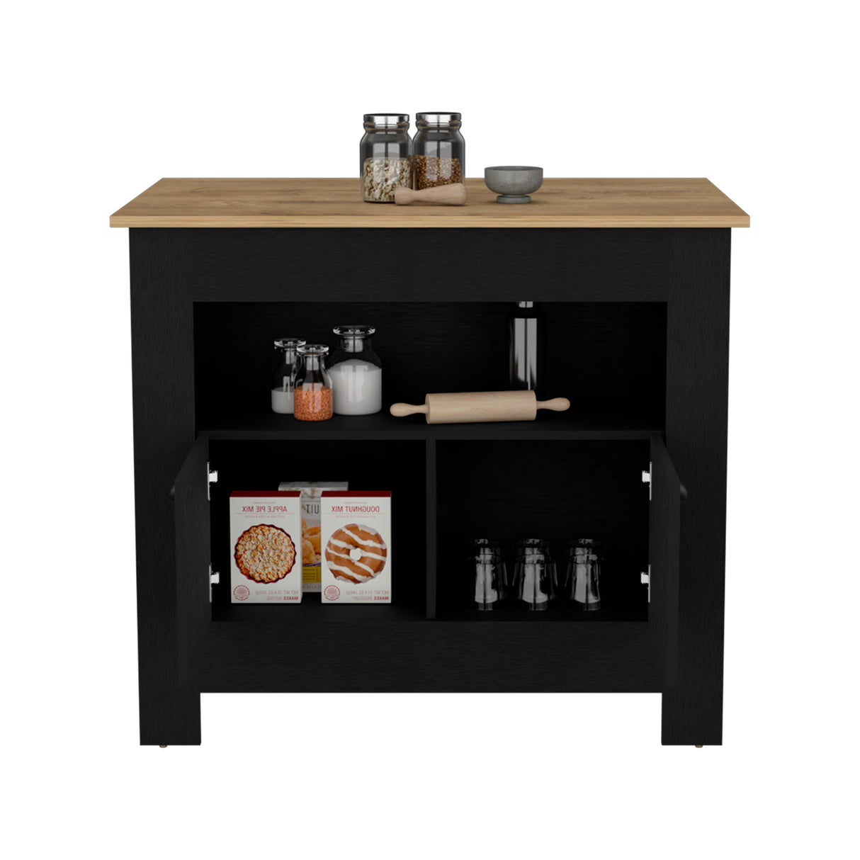 Isla de Cocina Arlet Wengue 103x89.9cm con Amplio Almacenamiento - Barras y Muebles Auxiliares | Bylmo