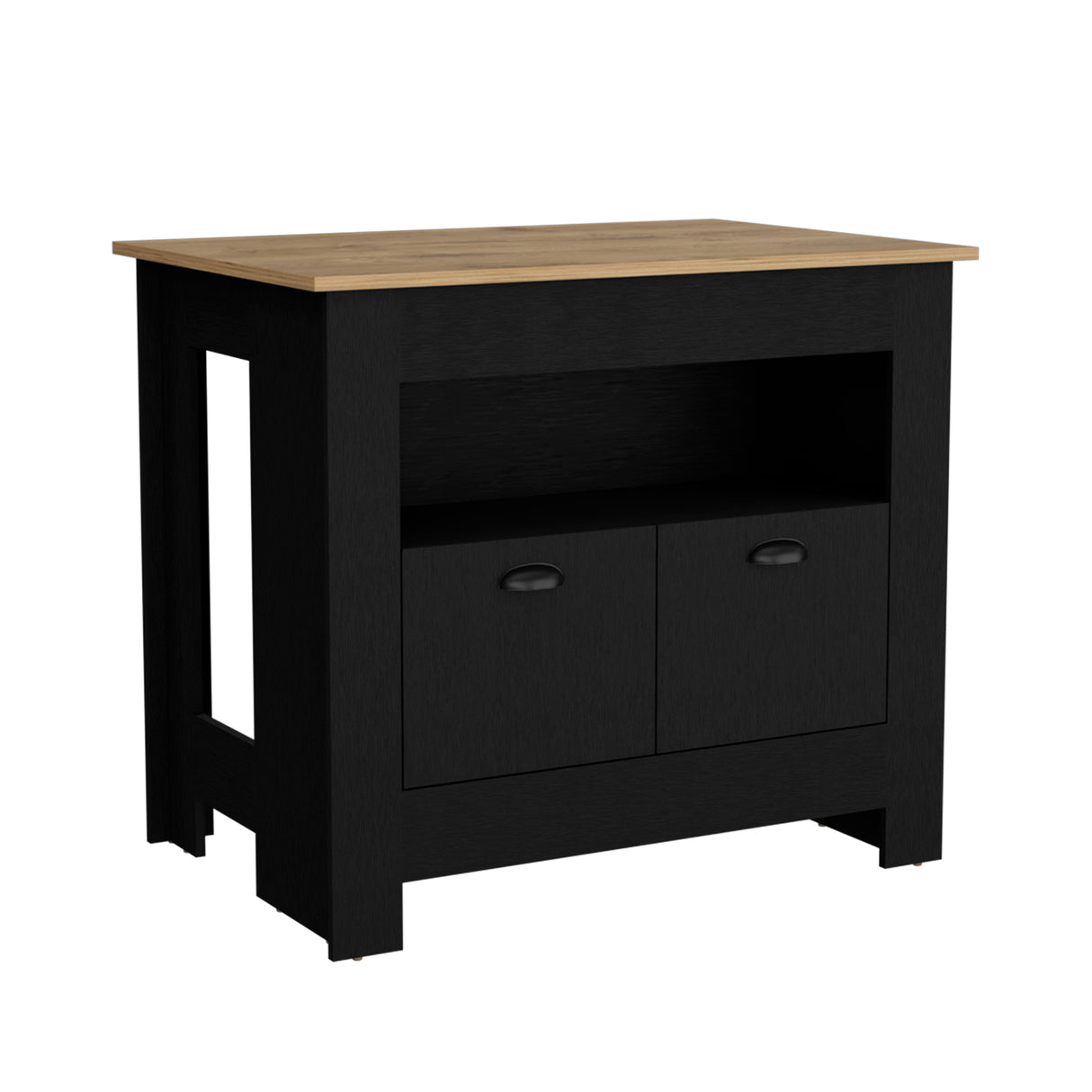 Isla de Cocina Arlet Wengue 103x89.9cm con Amplio Almacenamiento - Barras y Muebles Auxiliares | Bylmo
