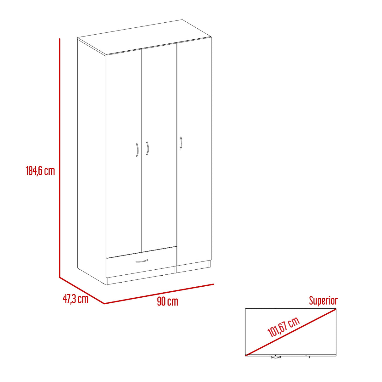 Closet Zeta Wengue 90x184.6cm con Un Cajón - Closets | Bylmo
