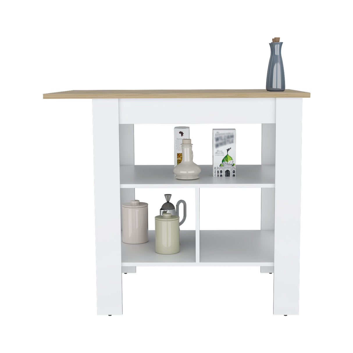 Isla de Cocina Macondo 103x90cm Blanco con Entrepaños - Barras y Muebles Auxiliares | Bylmo