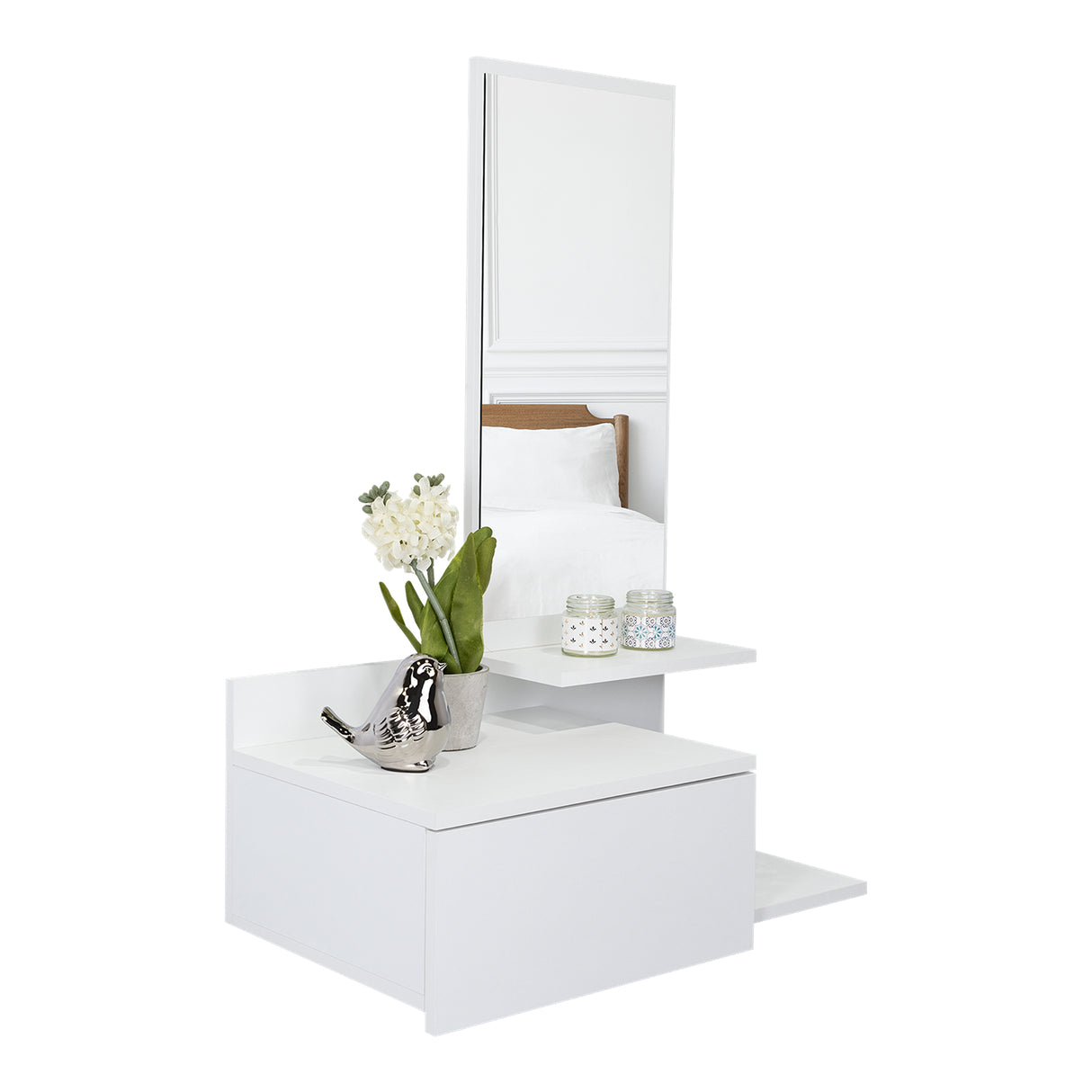 Recibidor Vienna Blanco 60.1x91.95cm con Espejo - Bifes y Arrimos | Bylmo