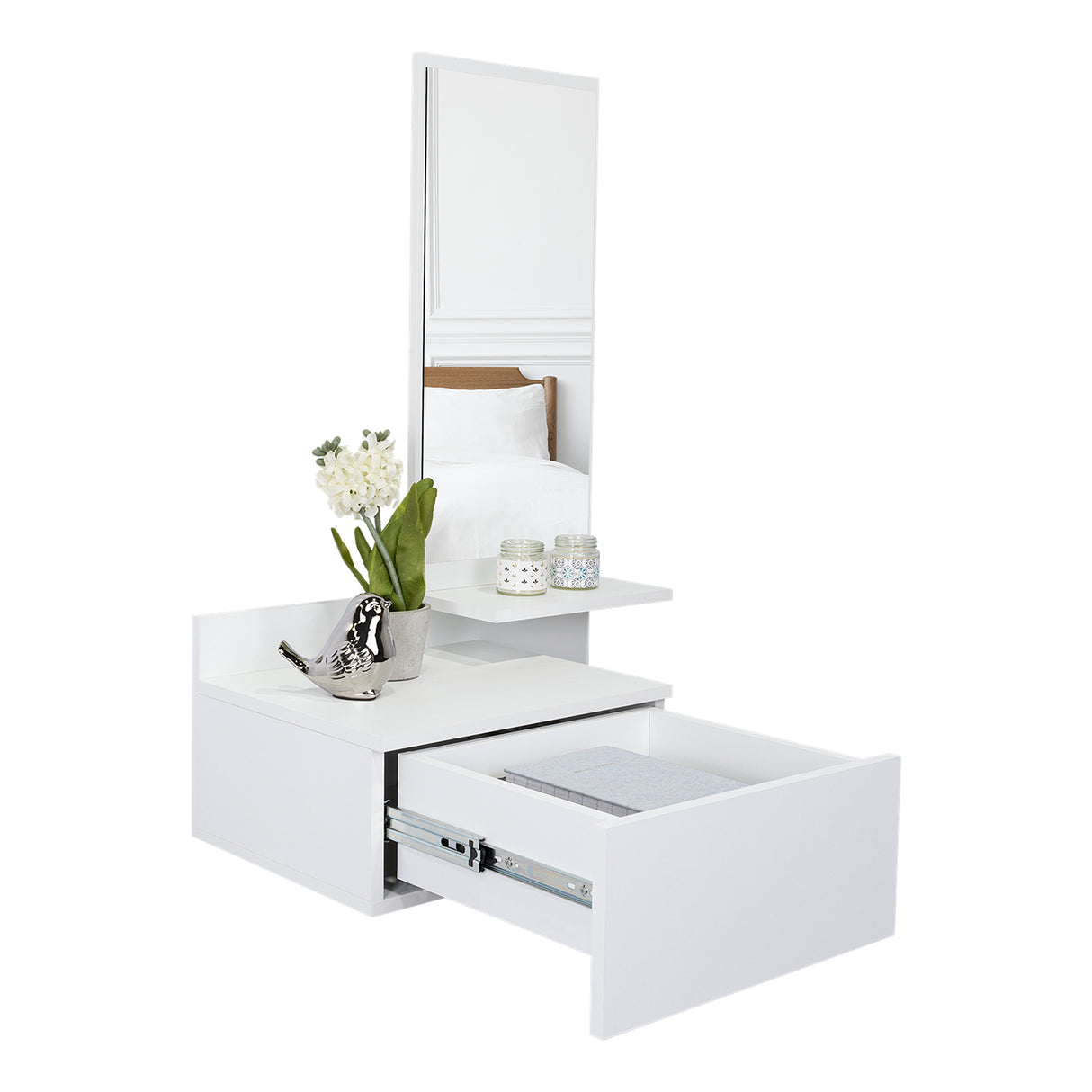 Recibidor Vienna Blanco 60.1x91.95cm con Espejo - Bifes y Arrimos | Bylmo