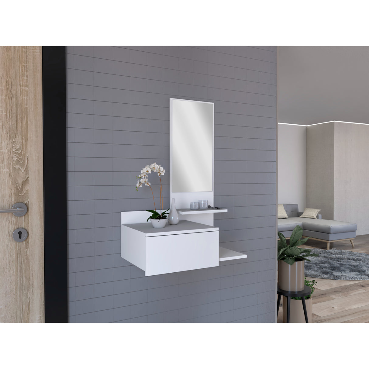 Recibidor Vienna Blanco 60.1x91.95cm con Espejo - Bifes y Arrimos | Bylmo