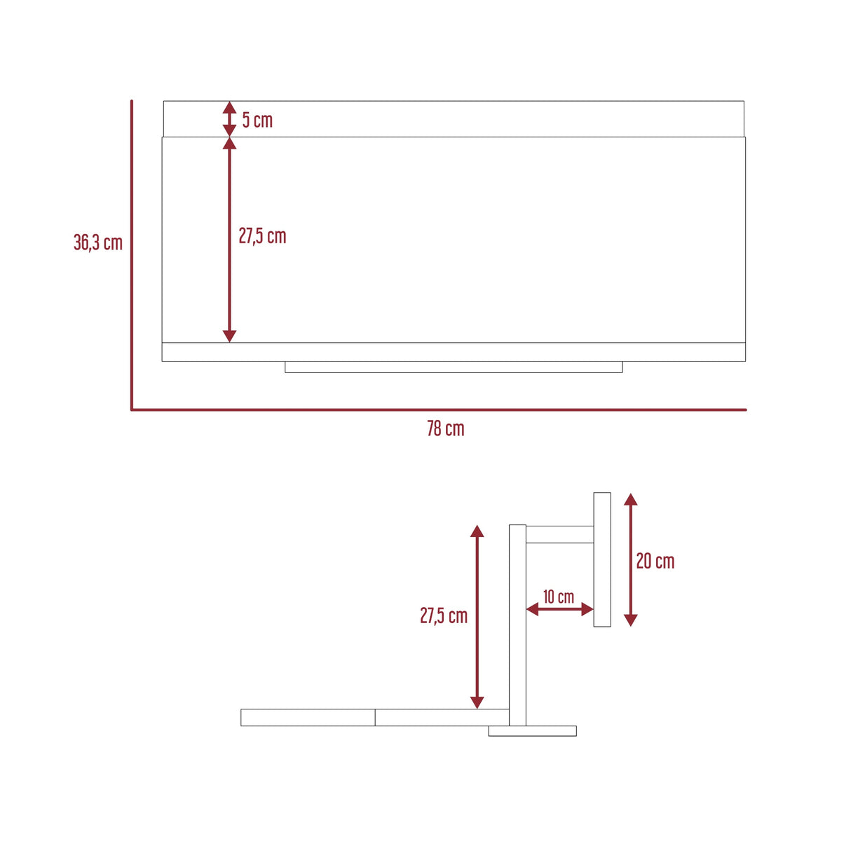 Escritorio Terraza Office Wengue 78x36.3cm Flotante para Balcones - Escritorios | Bylmo