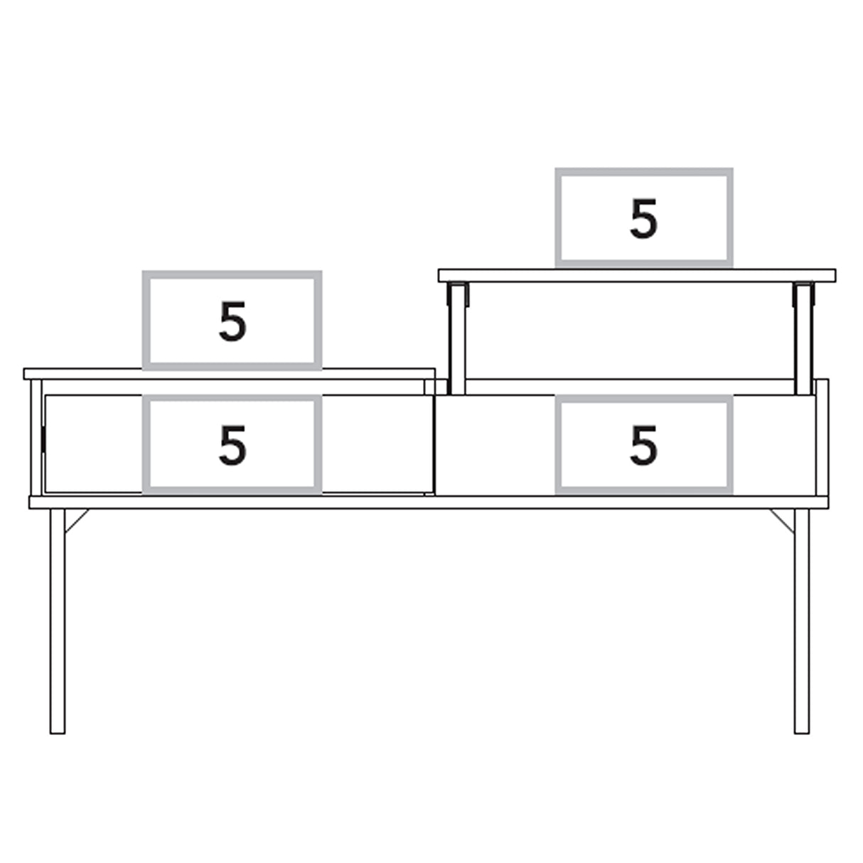 Mesa de Centro Five G Coñac 101.5x45.7cm Extensible con Compartimentos - Mesas de Centro | Bylmo