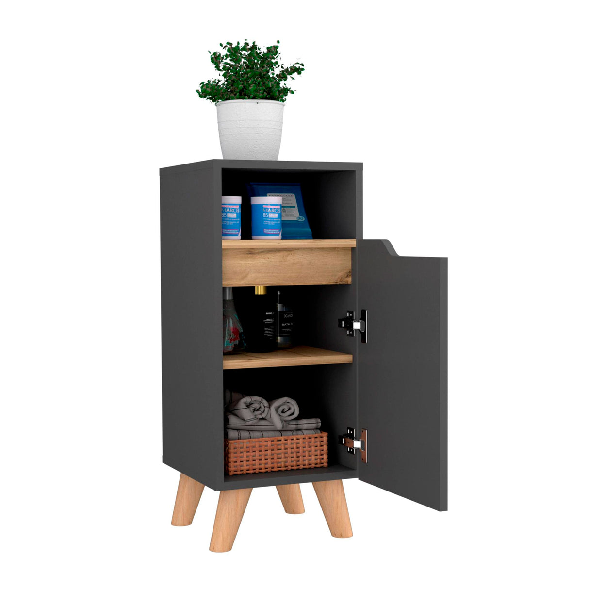 Mueble para Baño Laurent 30x72cm Plomo con Patas y Entrepaños - Muebles para Baño | Bylmo