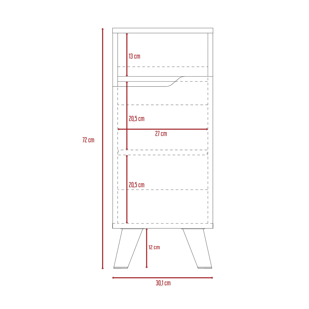Mueble para Baño Laurent 30x72cm Plomo con Patas y Entrepaños - Muebles para Baño | Bylmo