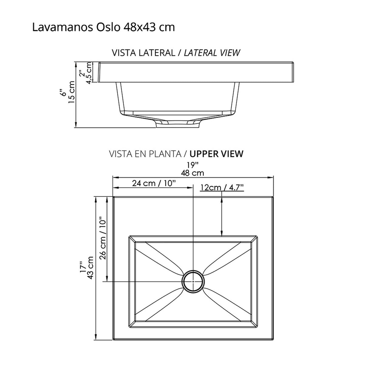 Mueble para Lavamanos MACAO LIFE Blanco 48x57cm con Lavamanos Oslo y Cajones - Muebles para Lavamanos | Bylmo
