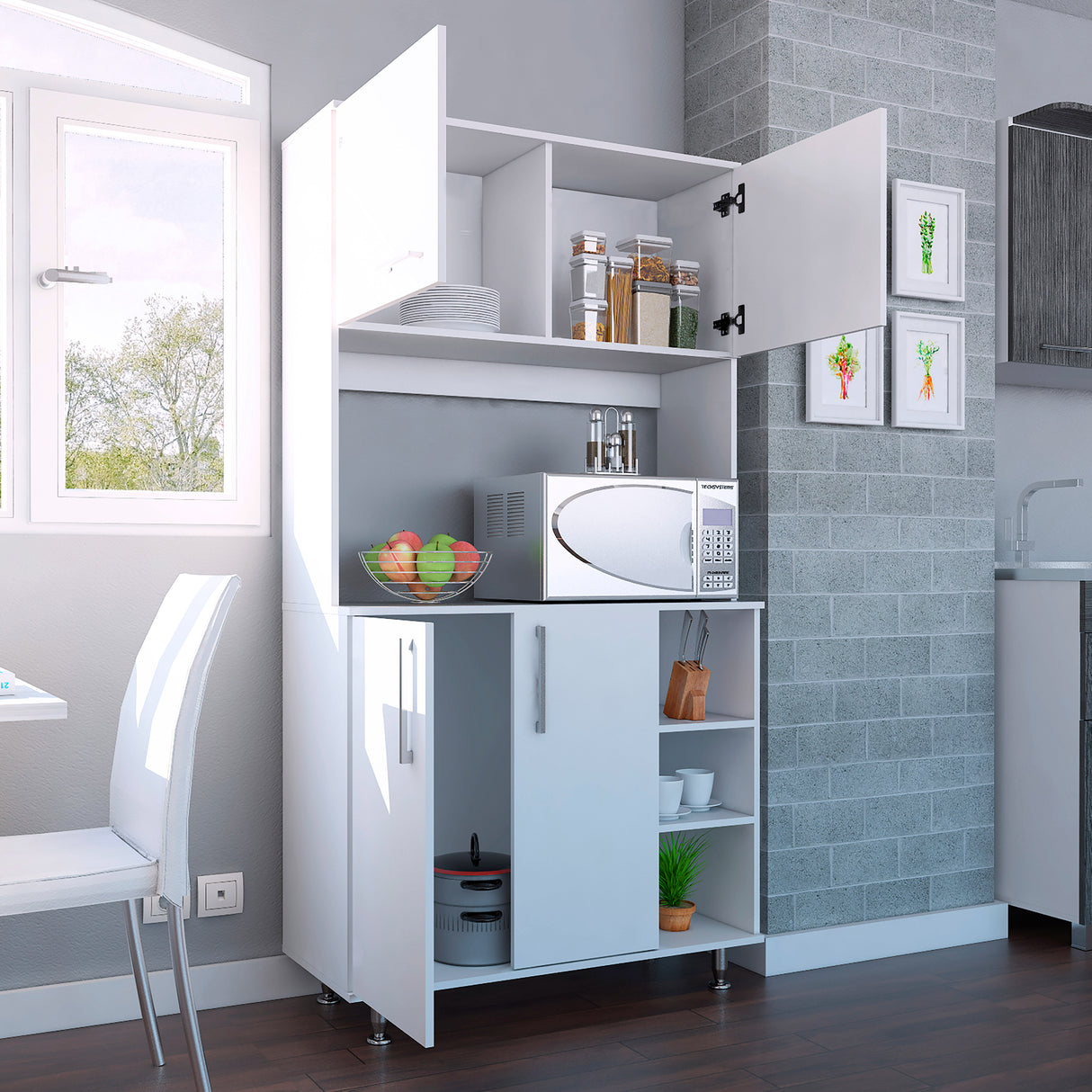 Alacena Provi Blanco 95x180cm con Cuatro Puertas - Alacenas y Muebles Microondas | Bylmo