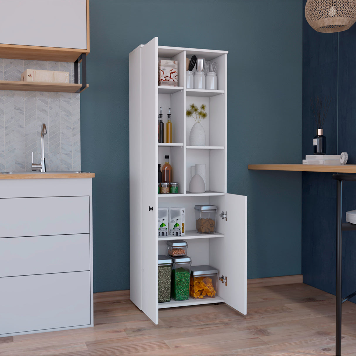 Alacena Konik Blanco 60x170cm con Dos Puertas - Alacenas y Muebles Microondas | Bylmo