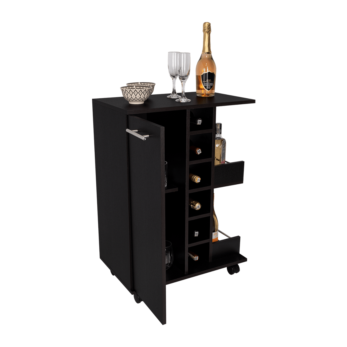 Bar Maru Wengue 60x82.1cm con Ruedas. - Bares | Bylmo