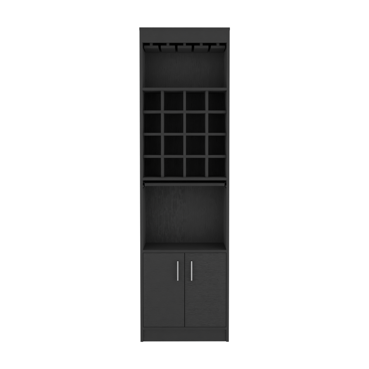 Bar Alto Kava Wengue 51X180.6cm con Portacopas y Portabotellas - Bares | Bylmo
