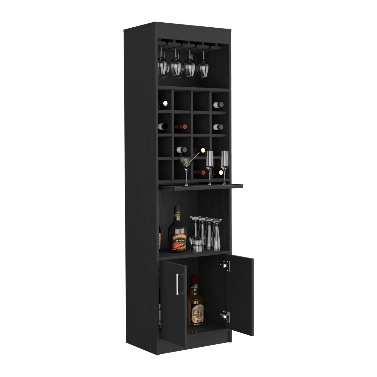 Bar Alto Kava Wengue 51X180.6cm con Portacopas y Portabotellas - Bares | Bylmo
