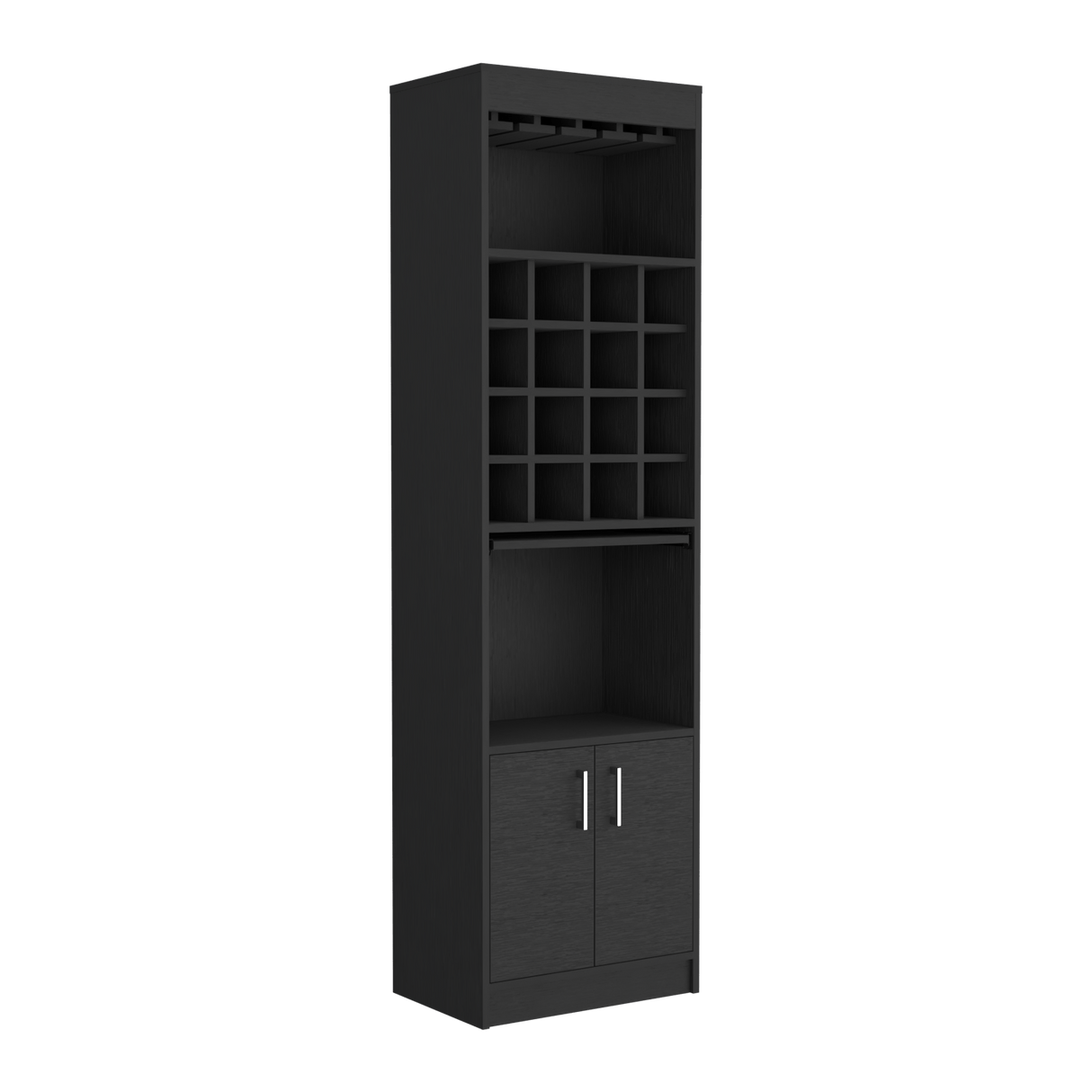 Bar Alto Kava Wengue 51X180.6cm con Portacopas y Portabotellas - Bares | Bylmo