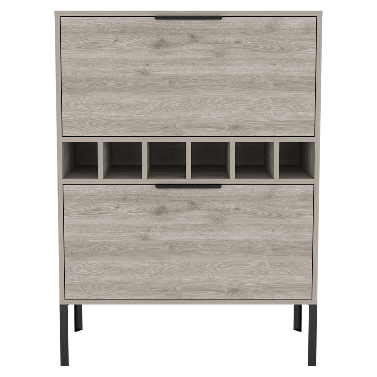 Bar Lyrata Ceniza 80x110cm con Portacopas y Portabotellas - Bares | Bylmo